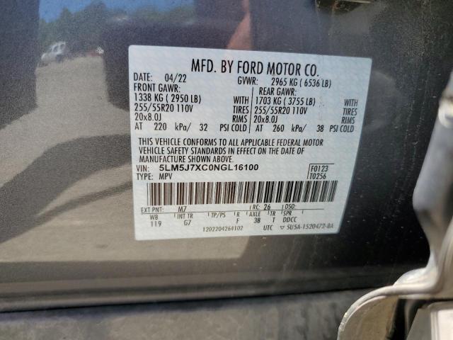 5LM5J7XC0NGL16100 - 2022 LINCOLN AVIATOR RESERVE GRAY photo 13