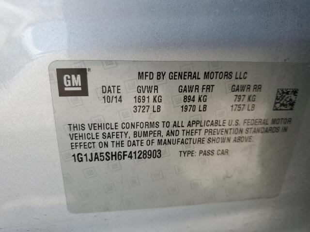 1G1JA5SH6F4128903 - 2015 CHEVROLET SONIC LS SILVER photo 12