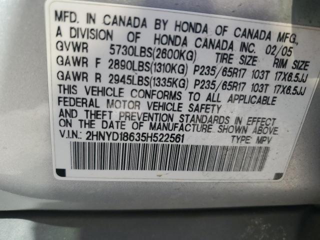 2HNYD18635H522561 - 2005 ACURA MDX TOURING SILVER photo 13