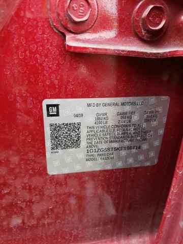 1G1ZG5ST5KF198414 - 2019 CHEVROLET MALIBU RS MAROON photo 12