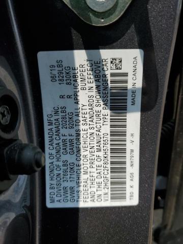 2HGFC2F80KH576570 - 2019 HONDA CIVIC SPORT 石墨色 照片 12