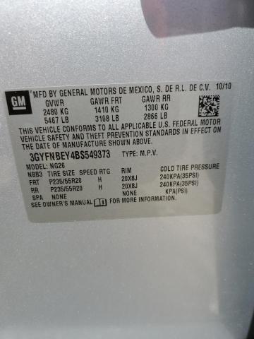 3GYFNBEY4BS549373 - 2011 CADILLAC SRX PERFORMANCE COLLECTION SILVER photo 13