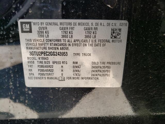 3GTU2PEC2GG243953 - 2016 GMC SIERRA K1500 DENALI BLACK photo 12