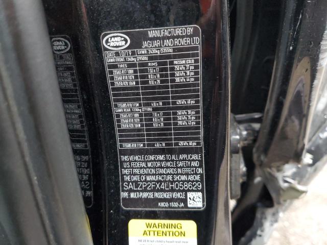 SALZP2FX4LH058629 - 2020 LAND ROVER RANGE ROVE SE BLACK photo 13