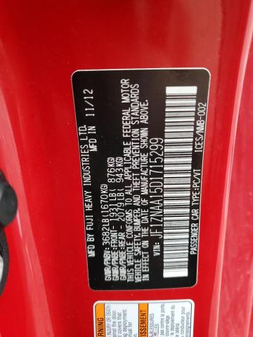 JF1ZNAA15D1715299 - 2013 TOYOTA SCION FR-S წითელი ფოტო 12