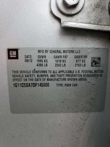 1G11C5SA7DF145000 - 2013 CHEVROLET MALIBU 1LT 银色 照片 12