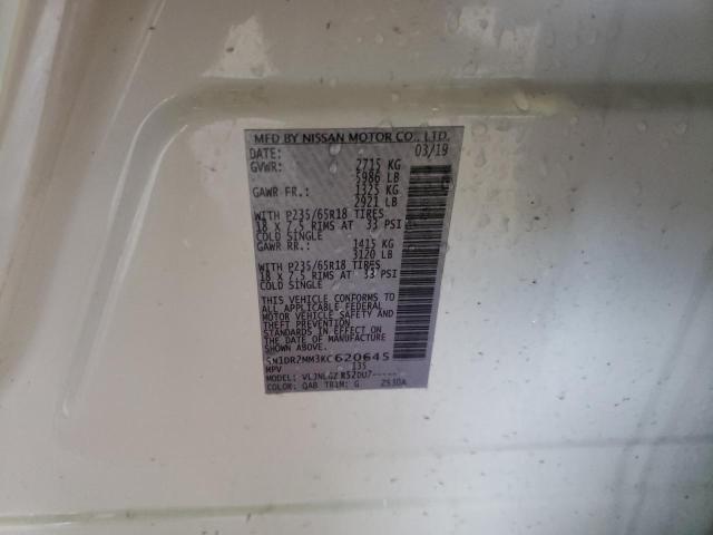 5N1DR2MM3KC620645 - 2019 NISSAN PATHFINDER S WHITE photo 13