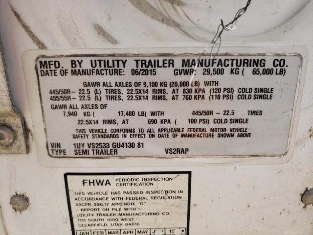 1UYVS2533GU413081 - 2016 UTILITY TRAILER თეთრი ფოტო 10