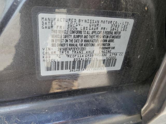 3N1AB7AP2EY313361 - 2014 NISSAN SENTRA S CHARCOAL photo 12