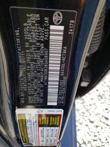 4T1BK3DB3BU406667 - 2011 TOYOTA AVALON BASE Qara foto 13