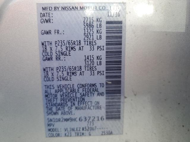 5N1DR2MM9HC637216 - 2017 NISSAN PATHFINDER S 银色 照片 14