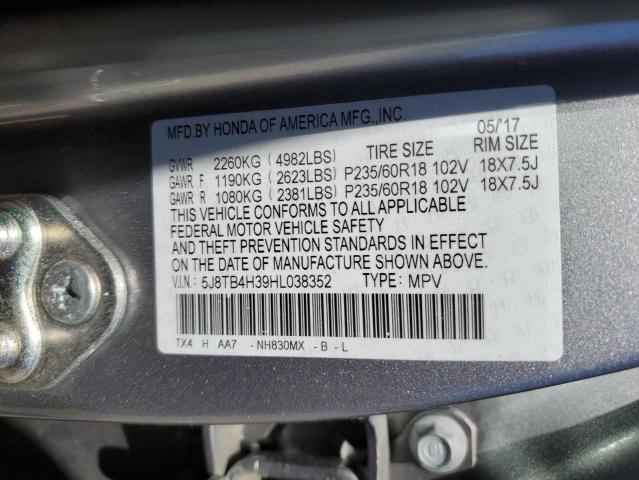 5J8TB4H39HL038352 - 2017 ACURA RDX SILVER photo 13