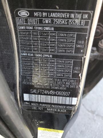 SALFT24N48H060937 - 2008 LAND ROVER LR2 HSE TECHNOLOGY BLACK photo 13