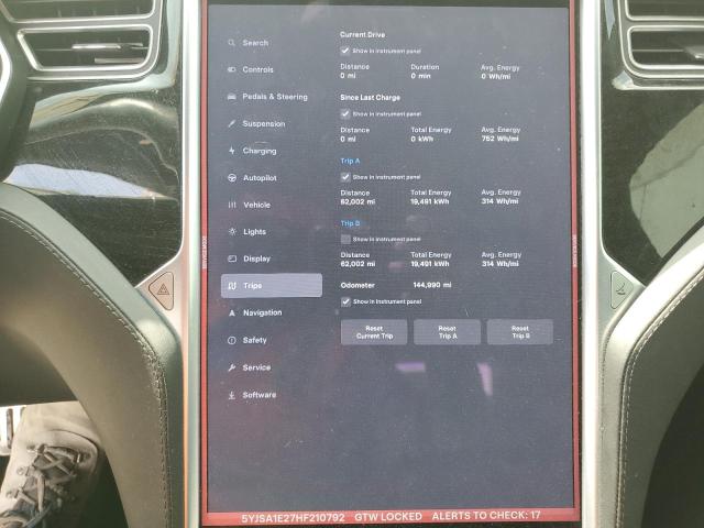 5YJSA1E27HF210792 - 2017 TESLA MODEL S ვერცხლისფერი ფოტო 9