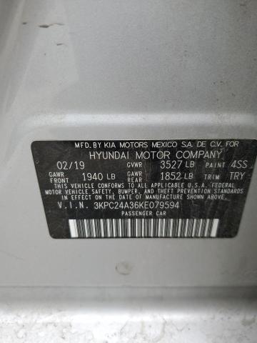 3KPC24A36KE079594 - 2019 HYUNDAI ACCENT SE Plata foto 12