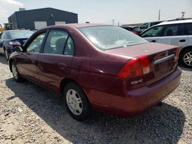 2HGES16562H526092 - 2002 HONDA CIVIC LX RED photo 2