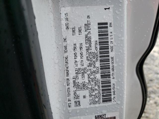 5TFRX5GNXGX053257 - 2016 TOYOTA TACOMA ACCESS CAB თეთრი ფოტო 12