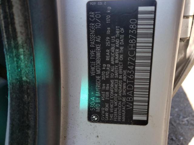 WBADT63472CH87380 - 2003 BMW 5 SERIES I AUTOMATIC GRAY photo 12