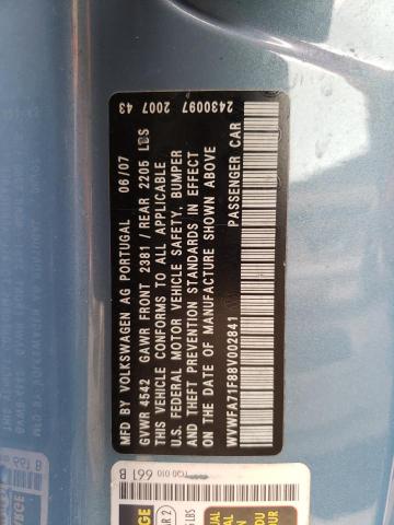 WVWFA71F88V002841 - 2008 VOLKSWAGEN EOS LUX 蓝色 照片 12