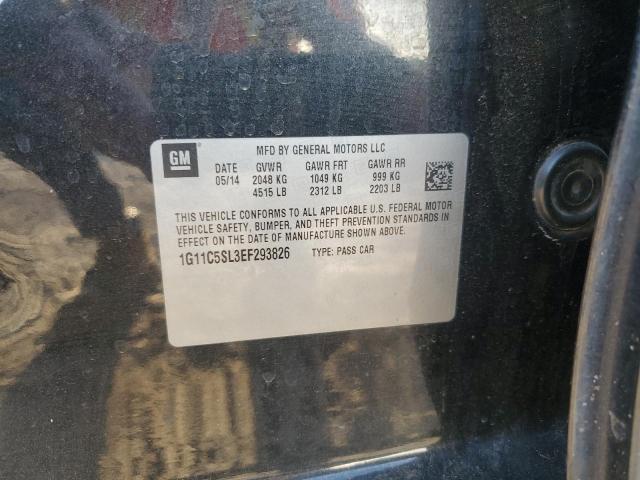 1G11C5SL3EF293826 - 2014 CHEVROLET MALIBU 1LT BLACK photo 12