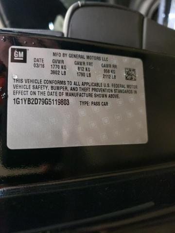 1G1YB2D79G5119803 - 2016 CHEVROLET CORVETTE STINGRAY 1LT BLACK photo 12