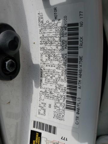 3TMJU62N47M047804 - 2007 TOYOTA TACOMA DOUBLE CAB PRERUNNER WHITE photo 12