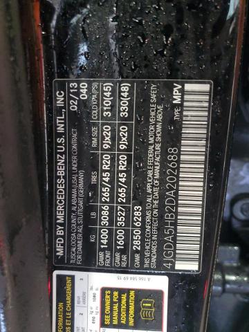 4JGDA5HB2DA202688 - 2013 MERCEDES-BENZ ML 350 4MATIC BLACK photo 13