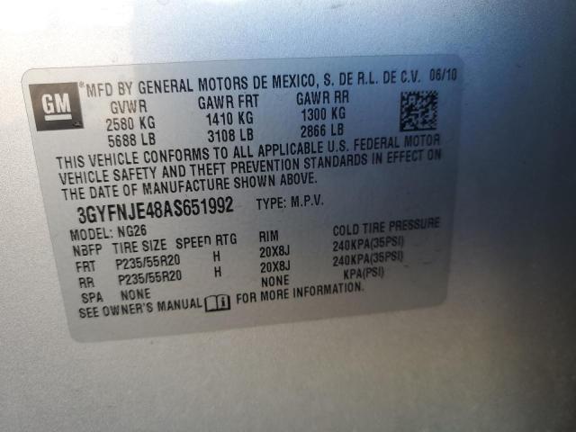 3GYFNJE48AS651992 - 2010 CADILLAC SRX PERFORMANCE COLLECTION Күміс фото 13