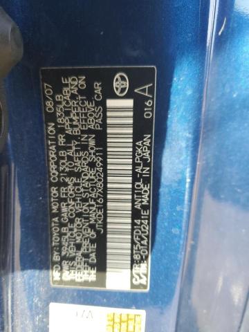 JTKDE167X80249911 - 2008 TOYOTA SCION TC 蓝色 照片 12