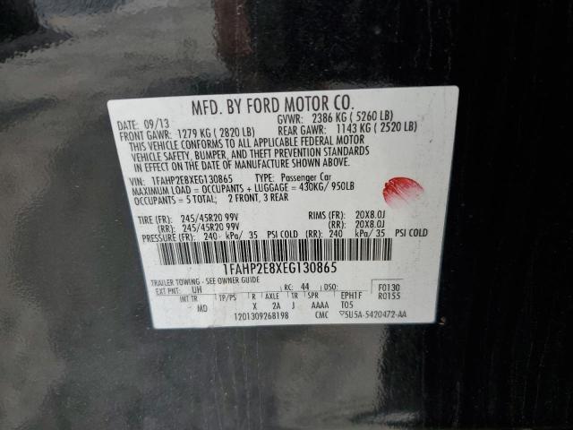 1FAHP2E8XEG130865 - 2014 FORD TAURUS SEL BLACK photo 12