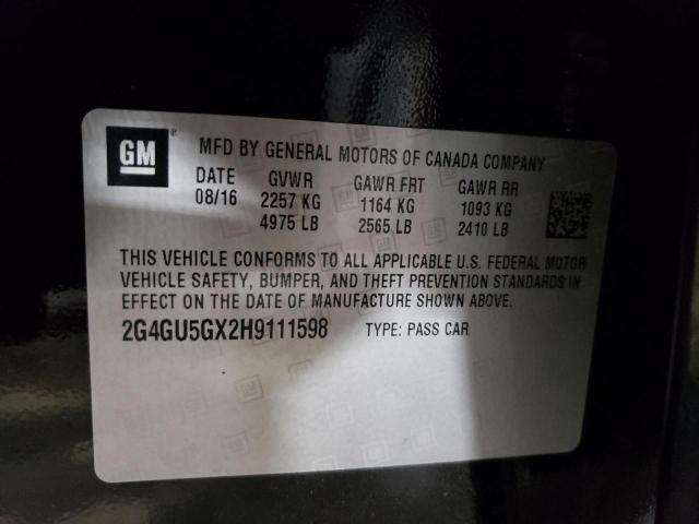 2G4GU5GX2H9111598 - 2017 BUICK REGAL GS შავი ფოტო 12