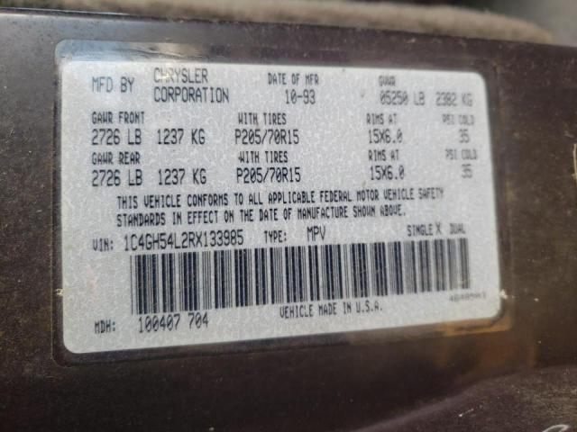 1C4GH54L2RX133985 - 1994 CHRYSLER TOWN & COU იასამნისფერი ფოტო 10