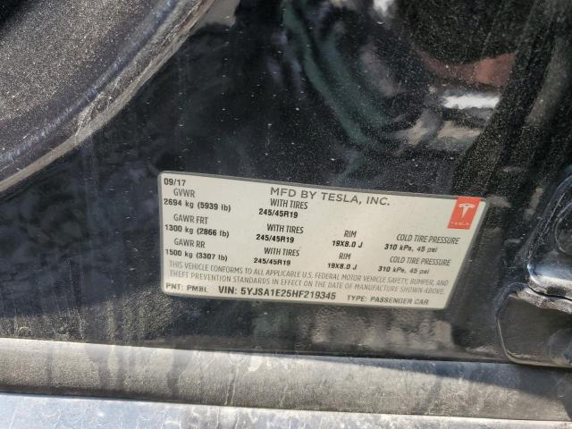 5YJSA1E25HF219345 - 2017 TESLA MODEL S 黑色 照片 12