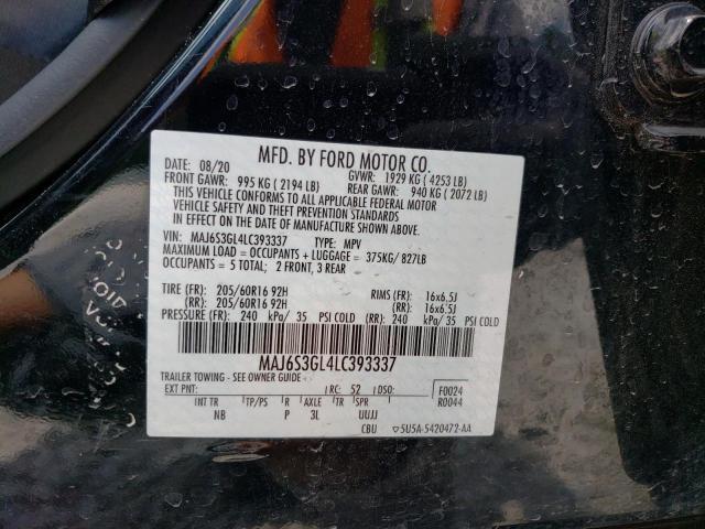 MAJ6S3GL4LC393337 - 2020 FORD ECOSPORT SE BLACK photo 13