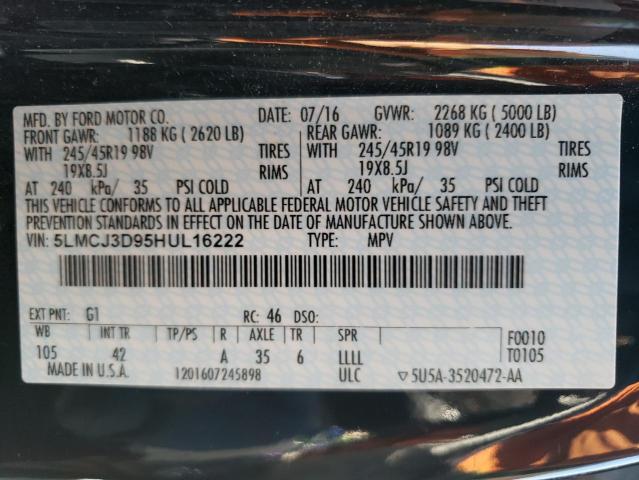 5LMCJ3D95HUL16222 - 2017 LINCOLN MKC RESERVE Qara foto 13