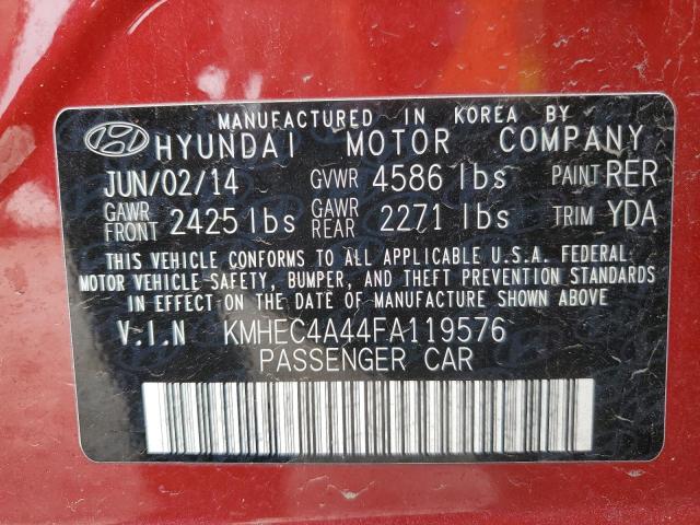 KMHEC4A44FA119576 - 2015 HYUNDAI SONATA HYBRID RED photo 12