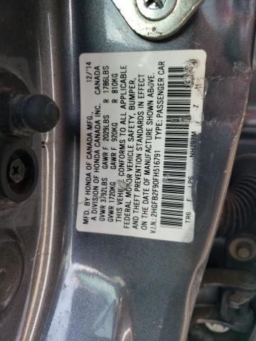 2HGFB2F90FH516791 - 2015 HONDA CIVIC EXL 灰色 照片 13