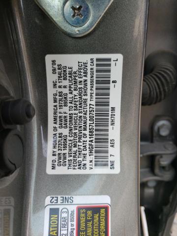 1HGFA16857L007577 - 2007 HONDA CIVIC EX GRAY photo 12