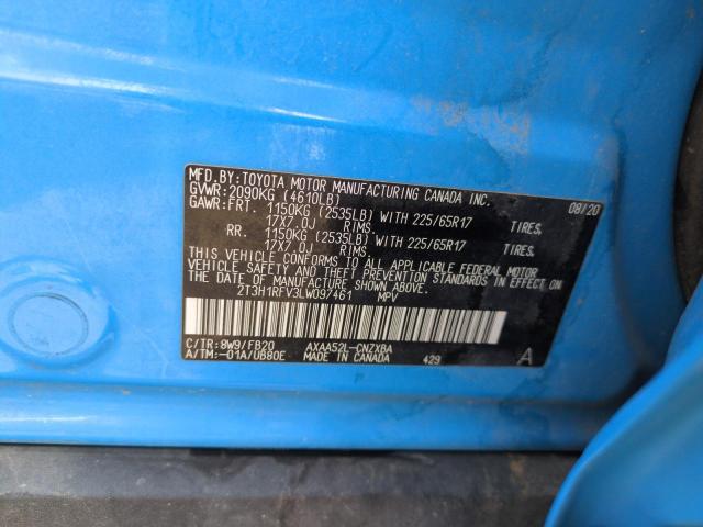 2T3H1RFV3LW097461 - 2020 TOYOTA RAV4 LE BLUE photo 13