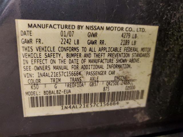 1N4AL21E57C156664 - 2007 NISSAN ALTIMA 2.5 CHARCOAL photo 12