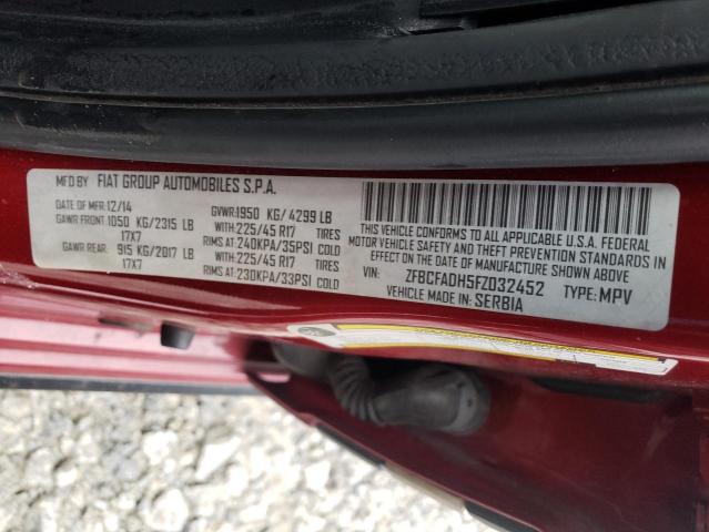 ZFBCFADH5FZ032452 - 2015 FIAT 500L TREKKING RED photo 12