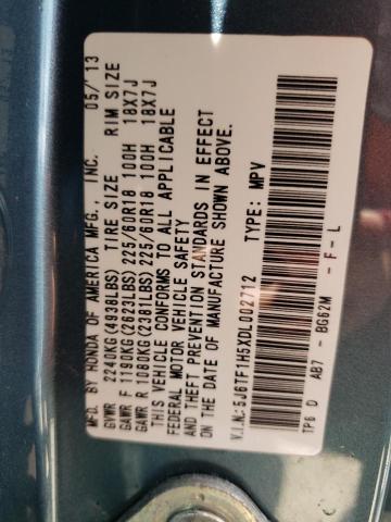 5J6TF1H5XDL002712 - 2013 HONDA CROSSTOUR EXL ლურჯი ფოტო 13