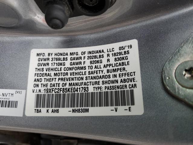 19XFC2F85KE041793 - 2019 HONDA CIVIC SPORT 灰色 照片 12