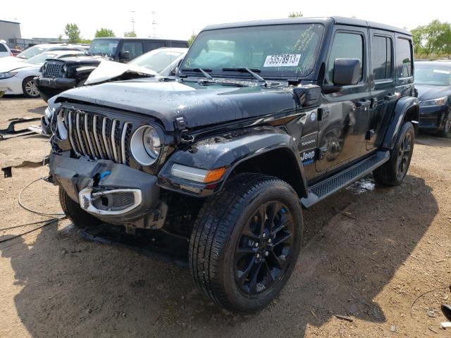 1C4JJXP61NW275563 - 2022 JEEP WRANGLER U SAHARA 4XE BLACK photo 1