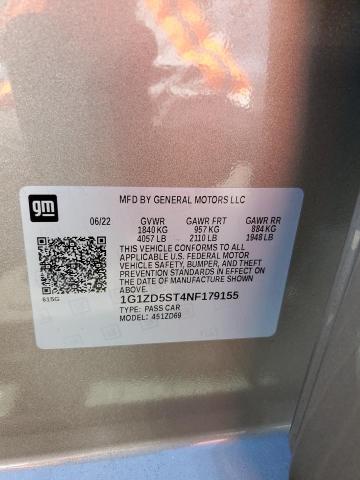 1G1ZD5ST4NF179155 - 2022 CHEVROLET MALIBU LT 奶油色 照片 12