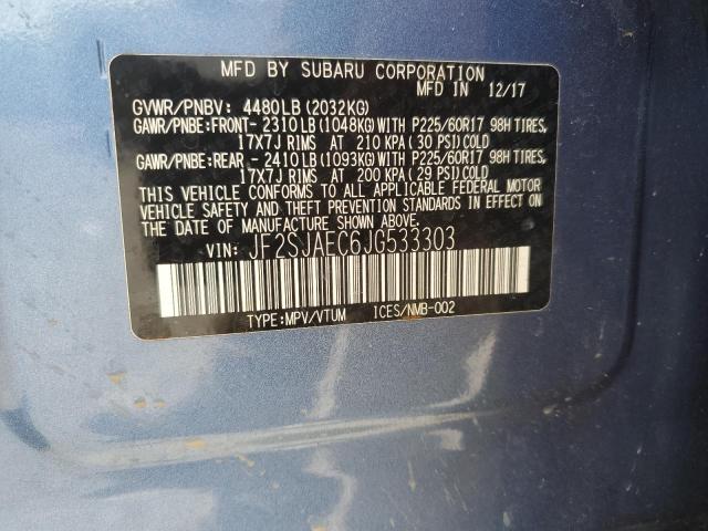 JF2SJAEC6JG533303 - 2018 SUBARU FORESTER 2.5I PREMIUM Azul foto 13