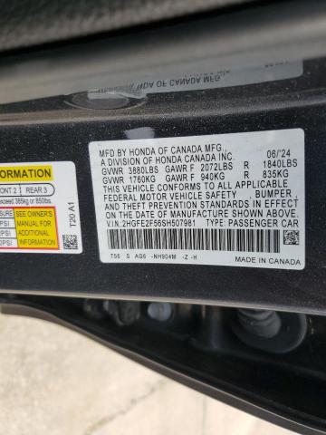 2HGFE2F56SH507981 - 2025 HONDA CIVIC SPORT BLUE photo 12