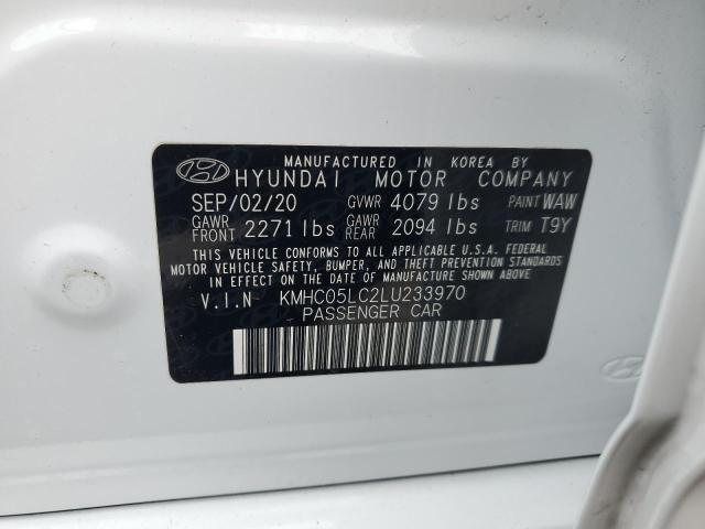 KMHC05LC2LU233970 - 2020 HYUNDAI IONIQ LIMITED WHITE photo 13