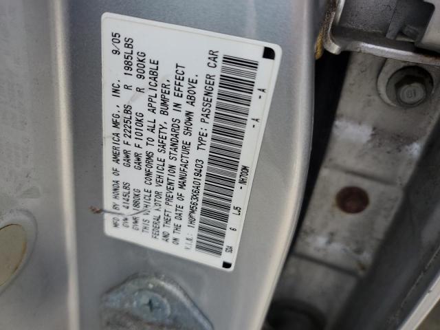 1HGCM563X6A019403 - 2006 HONDA ACCORD SE SILVER photo 12