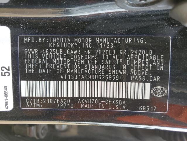 4T1S31AK9RU626959 - 2024 TOYOTA CAMRY SE NIGHT SHADE BLACK photo 12